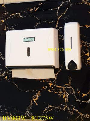 Bộ hộp đựng nước rửa tay và hộp giấy lau tay  HV 003W+RT 275W