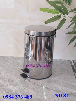 Thùng rác Inox không gỉ nắp đạp 8L