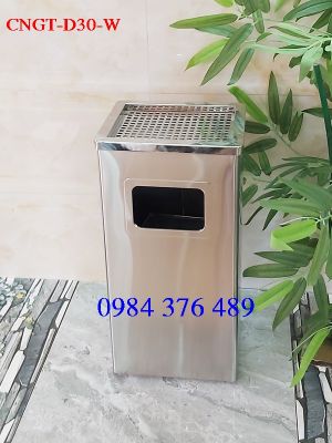 Thùng rác Inox không gỉ chữ nhật CNGT-D30-W