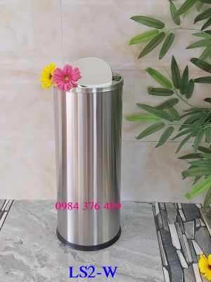 Thùng Rác Inox không gỉ tròn nắp lật LS2-W