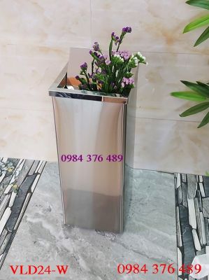 Thùng rác Inox không gỉ vuông nắp lật VL-D24-W
